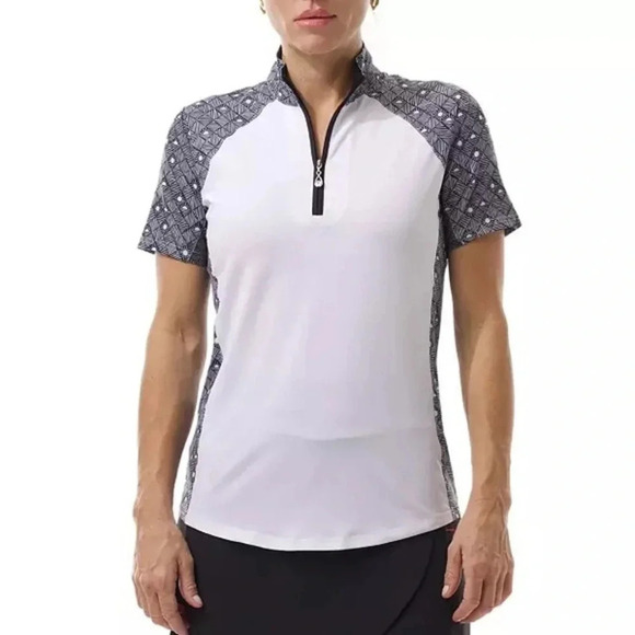 SanSoleil Women's SolCool Short Sleeve Mock Neck UPF golf Shirt Size Medium - Picture 7 of 7